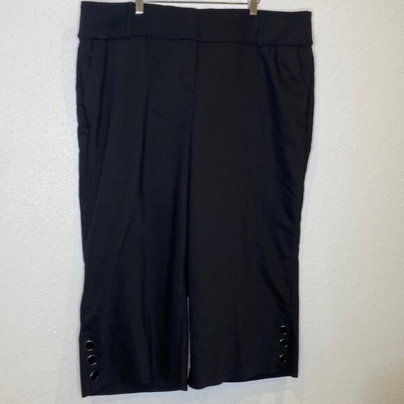 Lane Bryant The Laney Wide Leg Crop Pant 3 Button Detail Detail EUC Sz 20 Cotton - Picture 1 of 15